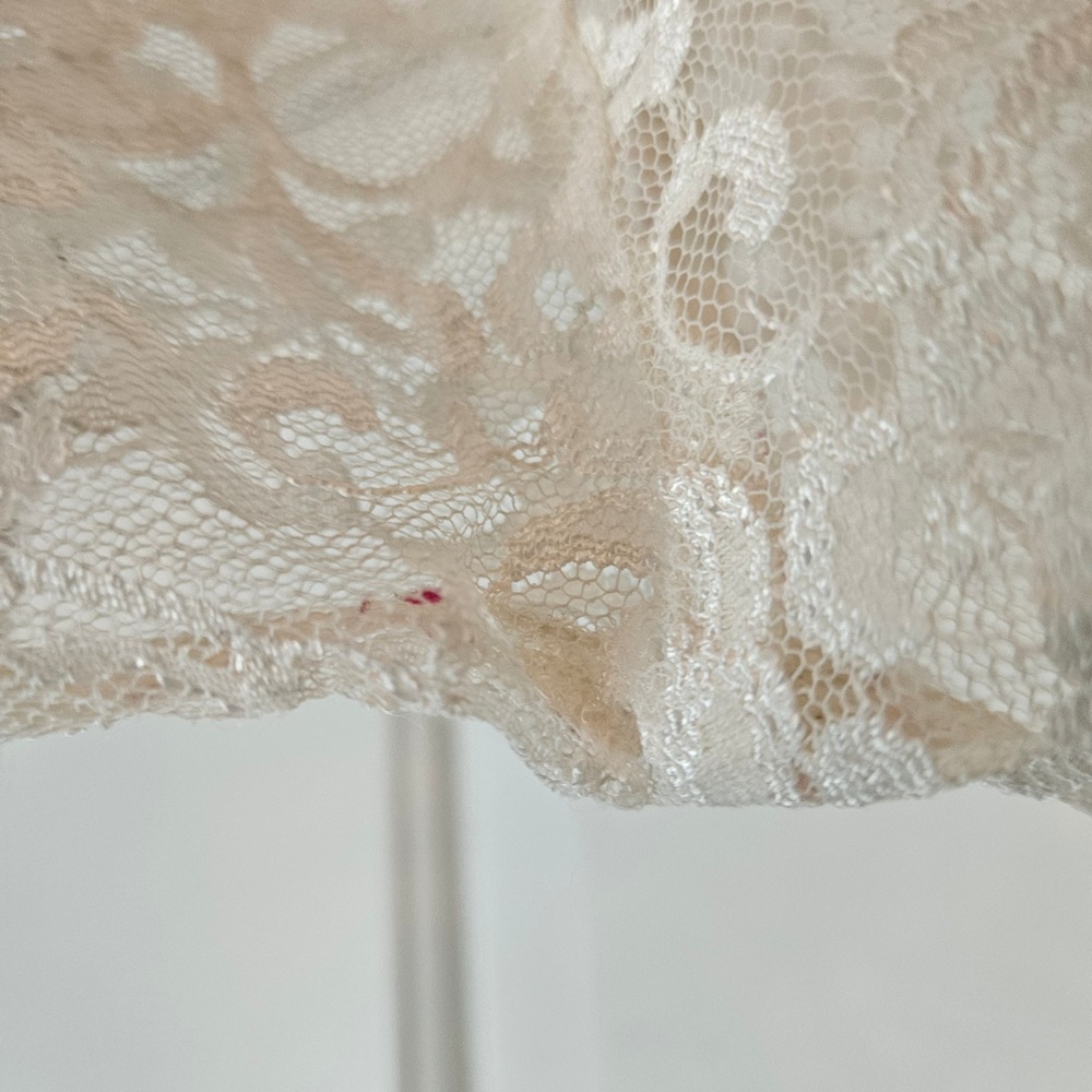 Vintage White Sheer Floral Lace Button Down Large Shirt Top Wedding Delicate - Picture 7 of 11